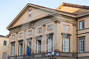 LUCCA, ITALY Ã¢â¬â MAY 23, 2017: Teatro comunale del Ciglio at Piazza Napoleone Napoleone square. photo